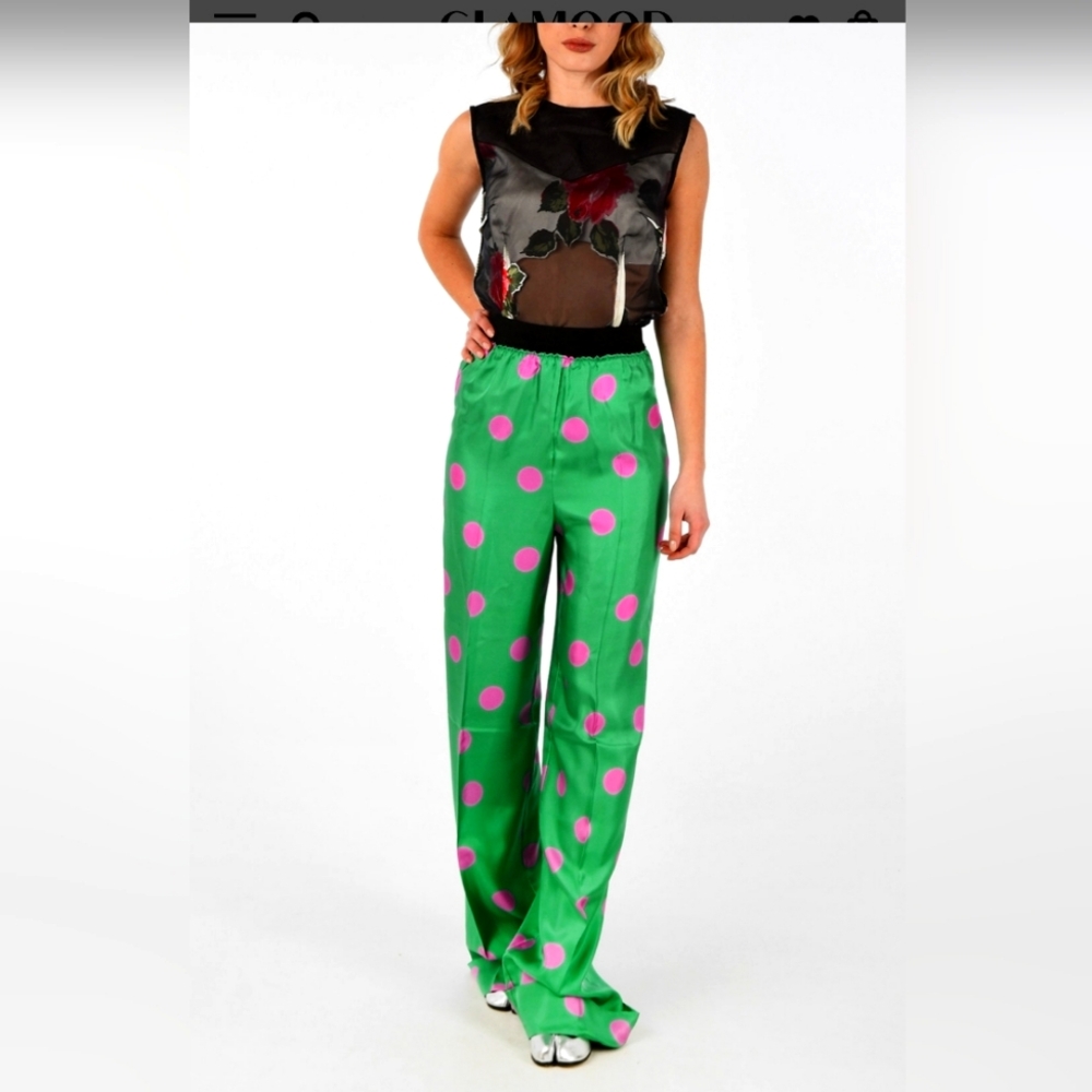 Maison Magriela, high waist, polka dots silk pants, size 4, 100% silk